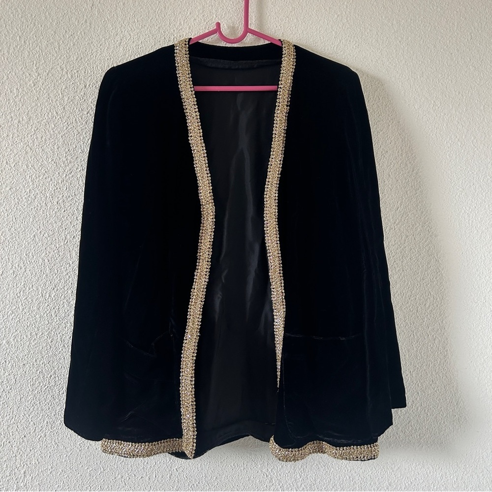 Vintage Velvet New Year Eve Party Formal Cardigan Jacket Women’s Fit Medium